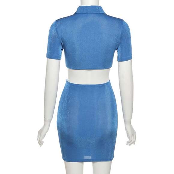 Sexy Bodycon Dress. Blue. Small - Picture 3 of 3